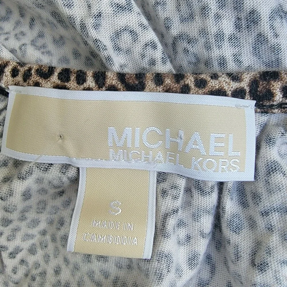 Michael Kors Womens  Leopard Print 3/4 Sleeve blouse Size small